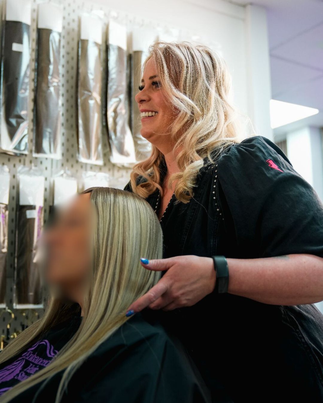 Founder Conna Nagle with a client in the Enhanced Hair Studio consultation room